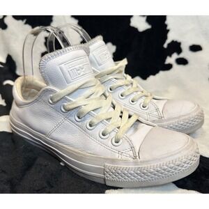 Converse Chuck Taylor All Star White Leather Low‎ Top Sneakers Womens 7